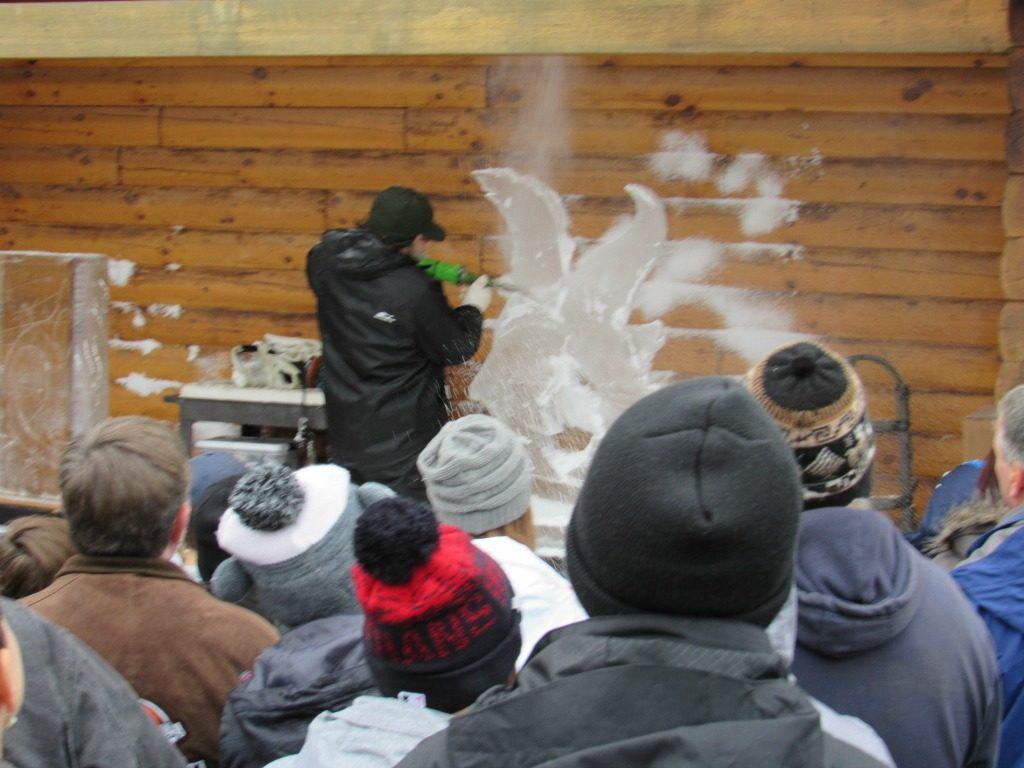 ice sculpting at Mohican Winterfest in Loudonville, Ohio.