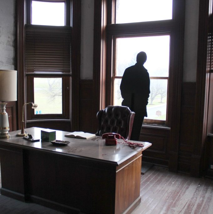 A glimpse inside the Warden's office at the Ohio State Reformatory that was used as the Shawshank Prison in the Shawshank Redemption movie.
