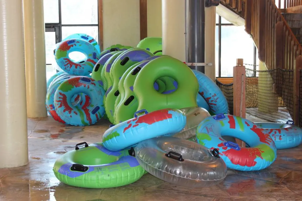 Inner tubes at an Indoor waterpark