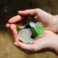 a handful of beach glass