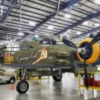 WWII era plane with woman painted on the side in this military museums in Ohio